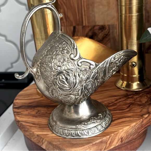 Vintage E.P. ZINC silver plated Allou Sugar Scuttle with Gold Wash. - Picture 3 of 7